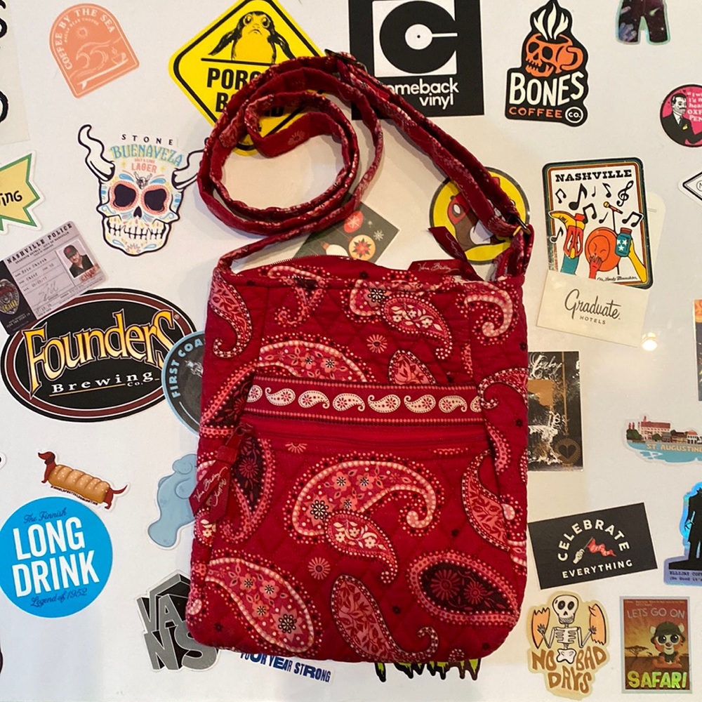 Red paisley mid sized cross body Vera Bradley